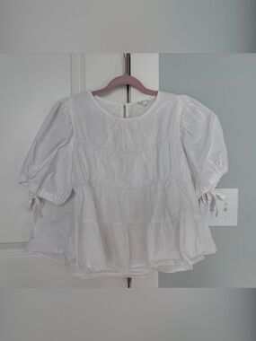 White Puff-Sleeve Peasant Blouse - Women